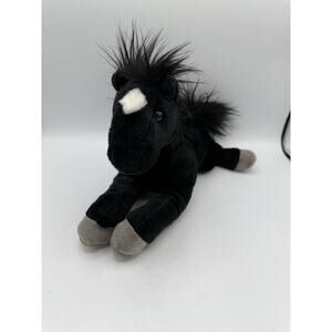 Aurora Horse Pony Beanbag Plush Stuffed Animal 10" Black with White Diamond